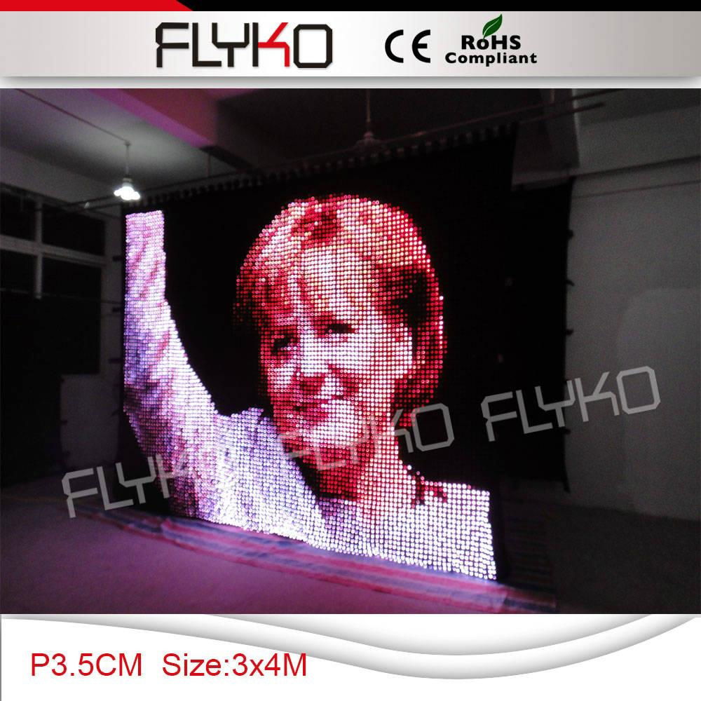 P3.5cm 3x4m high definition flexible LED video curtain