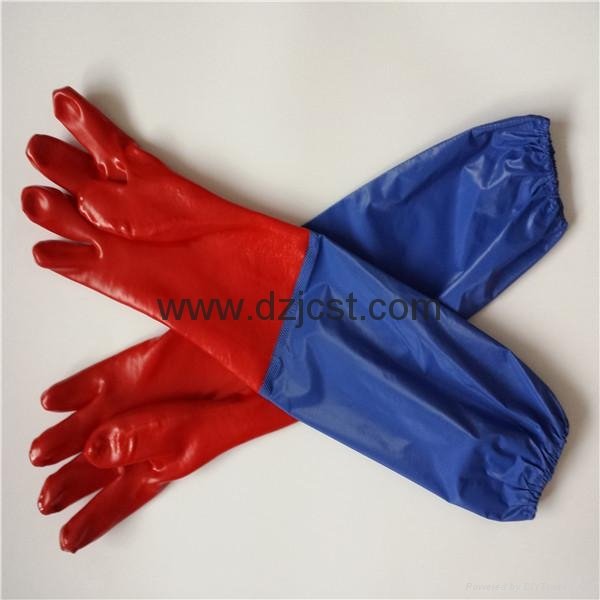 JC1114 PVC gloves with soft PVC sleeve