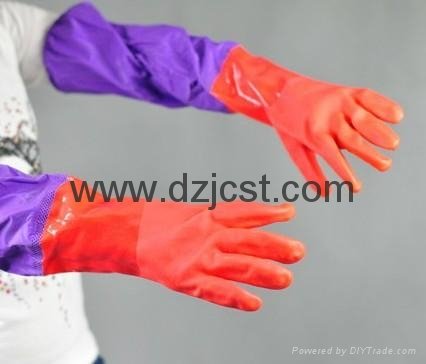 JC1114 PVC gloves with soft PVC sleeve 4