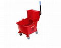 2019 Hot selling Quality 36L single PP hotel cleaning Red Mop Wringer Bucket