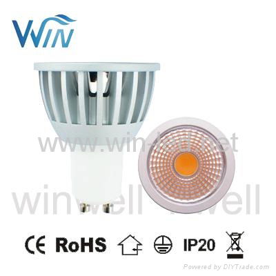 Dimmable COB GU10 7W led spotlight Ra>97 5