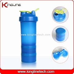 600ml plastic protein shaker bottle with stainless blender ball  (KL-7050)