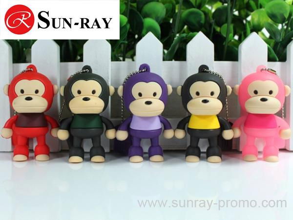 cute monkey shape pvc usb memory drive 2