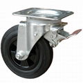 Locking garbage container casters