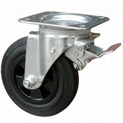 Locking garbage container casters