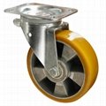 Industrial swivel heavy duty aliminum rim PU wheel braked casters 4