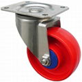  	4 inches red PP swivel bracket industrial casters 1