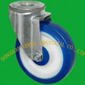 blue swivel TPE casters with bolt hole