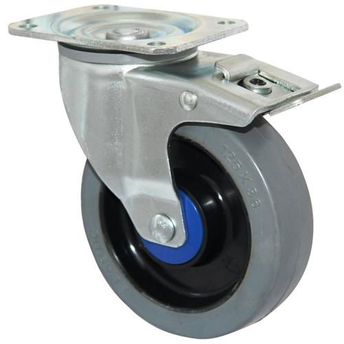 5 inches ball bearing ealstic rubber casters with brakes