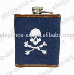 American Flag Needlepoint Flasks,Customized Welcome