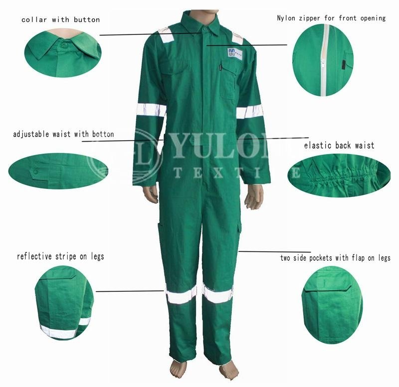 green color flame retardant coverall 3