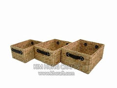 Water hyacinth basket with simili handle