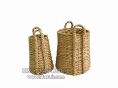 Water hyacinth basket with braid handle