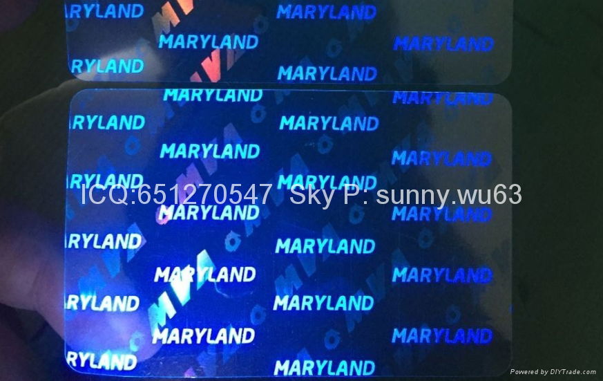 Maryland UV overlay Maryland state hologram  2