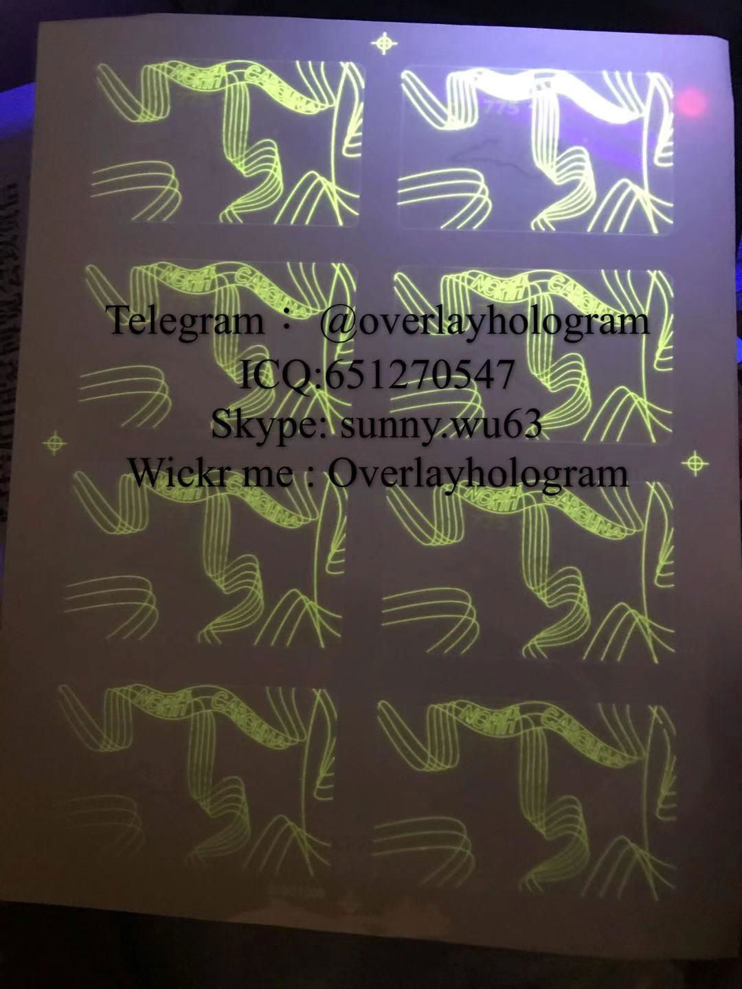 North Carolina ID UV laminate sheet NC hologram 2