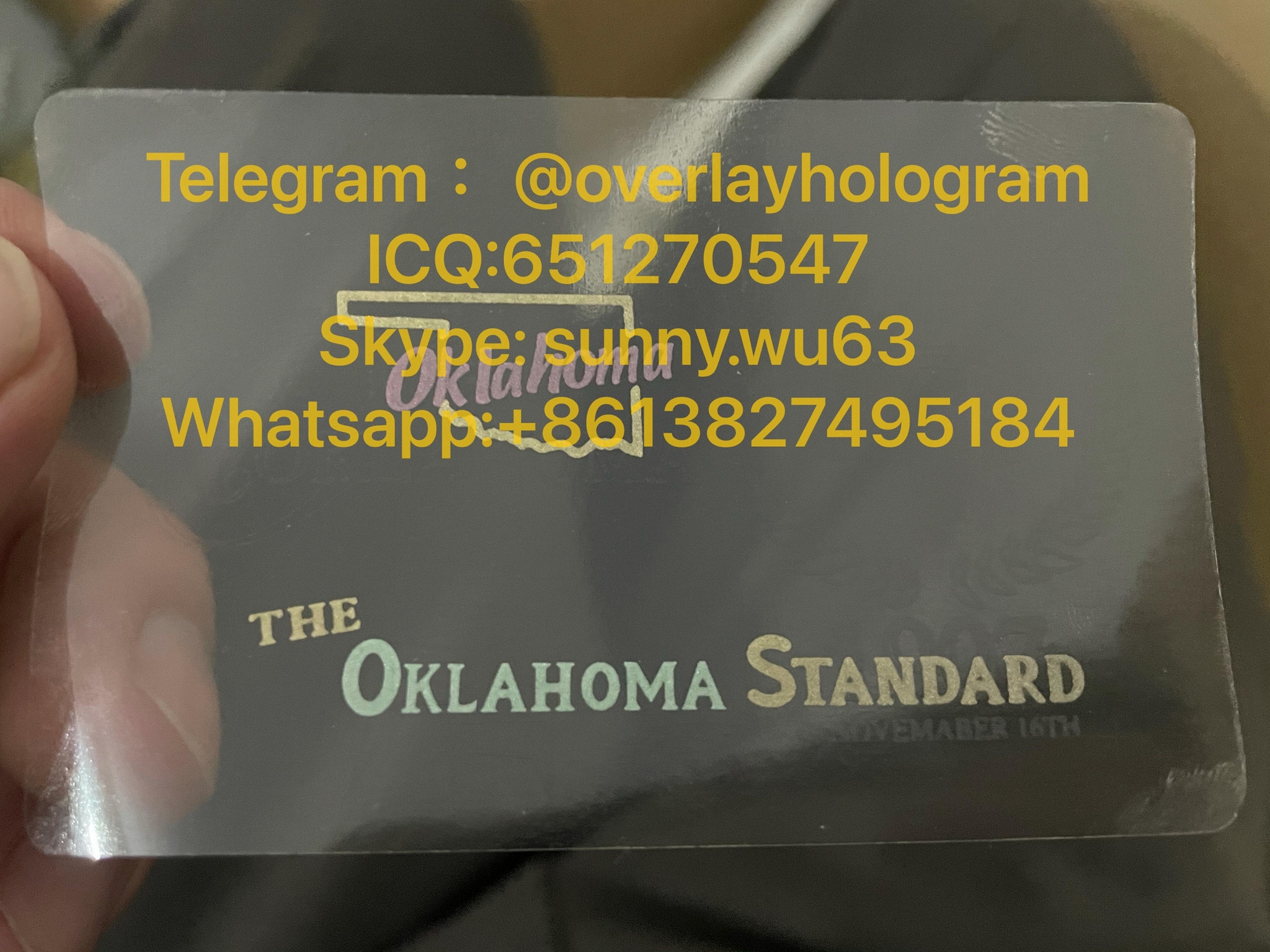 Oklahoma DL hologram overlay OKC ID sticker hologram (China