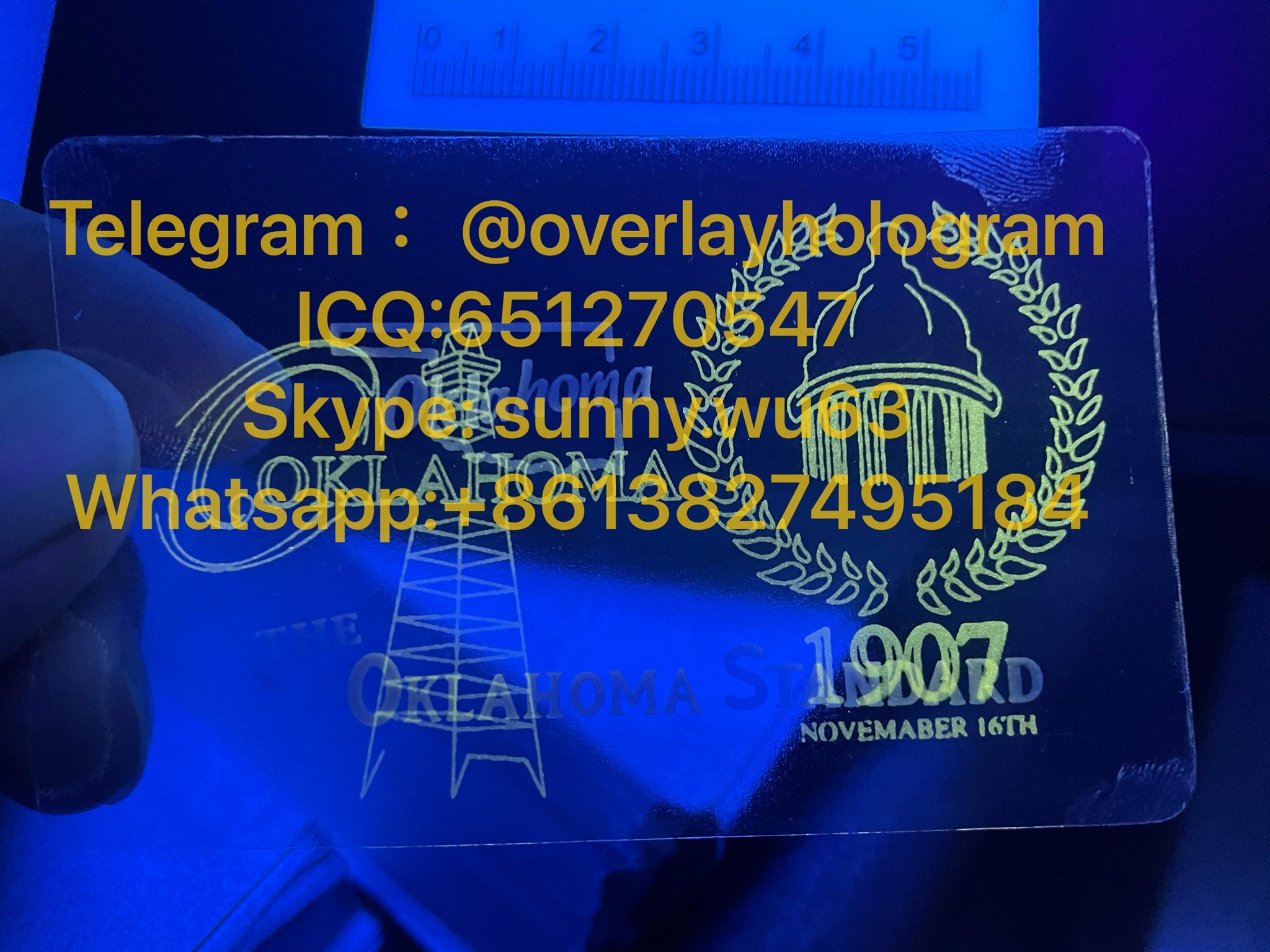 Oklahoma DL hologram overlay OKC ID sticker hologram (China