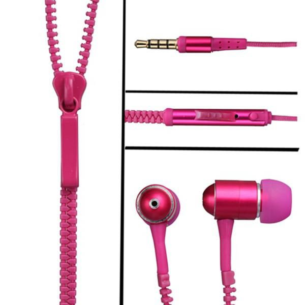 cheap zipper earphones with mic and VOL for iphone