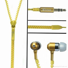 3.5mm connector zipper earphones for