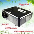 3000 lumens 1280*800 resolution led full hd 1080p mini video projector 3