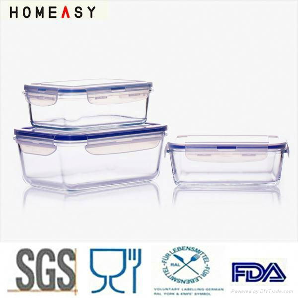 Rectangcle factory price borosilicate Pyrex food container glass with airt 3