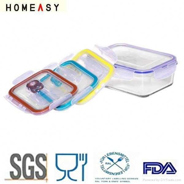 Rectangcle factory price borosilicate Pyrex food container glass with airt 5