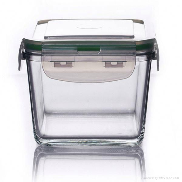 Leakproof Clear Pyrex Glass Food Container with Stainless Steel Airtight Lid, pe 2
