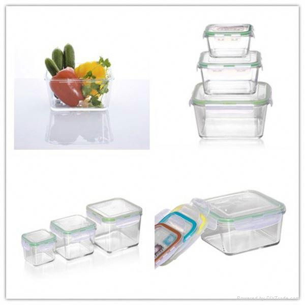 Leakproof Clear Pyrex Glass Food Container with Stainless Steel Airtight Lid, pe 3