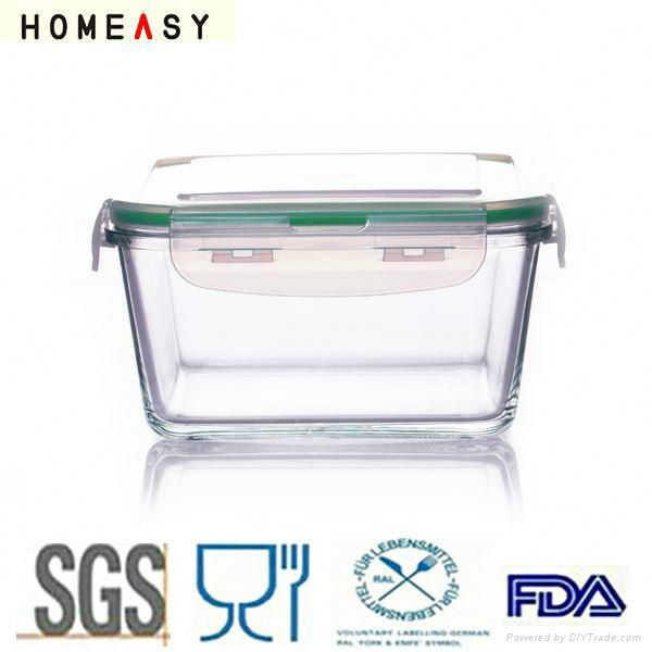 Leakproof Clear Pyrex Glass Food Container with Stainless Steel Airtight Lid, pe 4