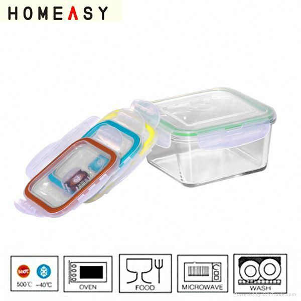 Leakproof Clear Pyrex Glass Food Container with Stainless Steel Airtight Lid, pe 5