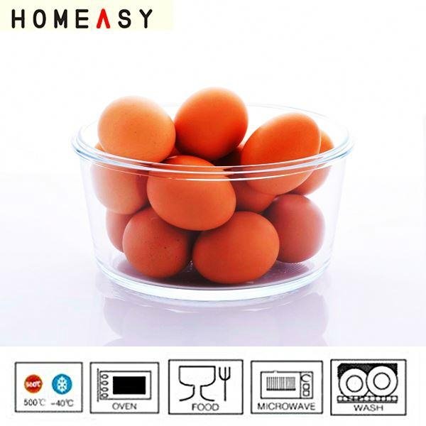 Round pyrex glass food container with airtight lid 3pcs set 2