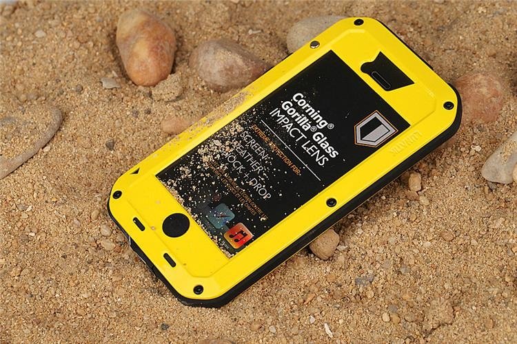 Hard Metal Tempered Glass Shockproof Mobile Phone Case for iPhone 5 4