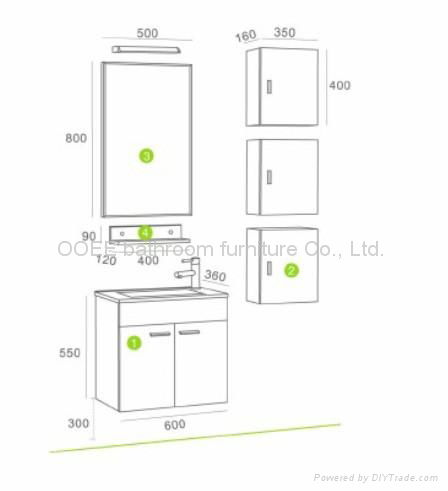 Melamine bathroom cabinet, Melamine vanity cabinet J366011WW 3