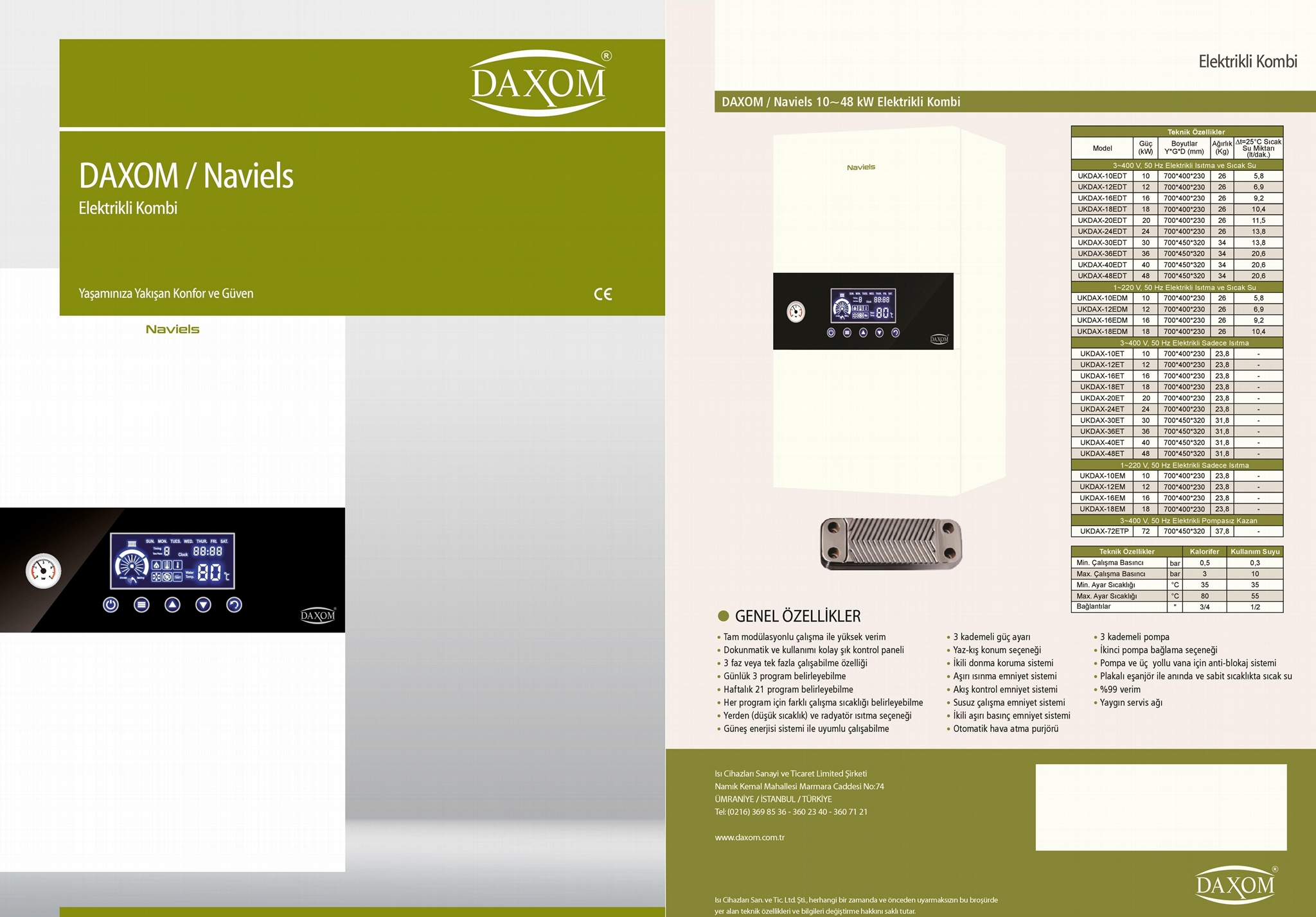 Wall hung electric boiler 20 kW 380 volt UKDAX20EDT DAXOM (Turkey