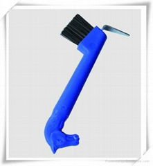 plastic horsehead hoof pick with brush