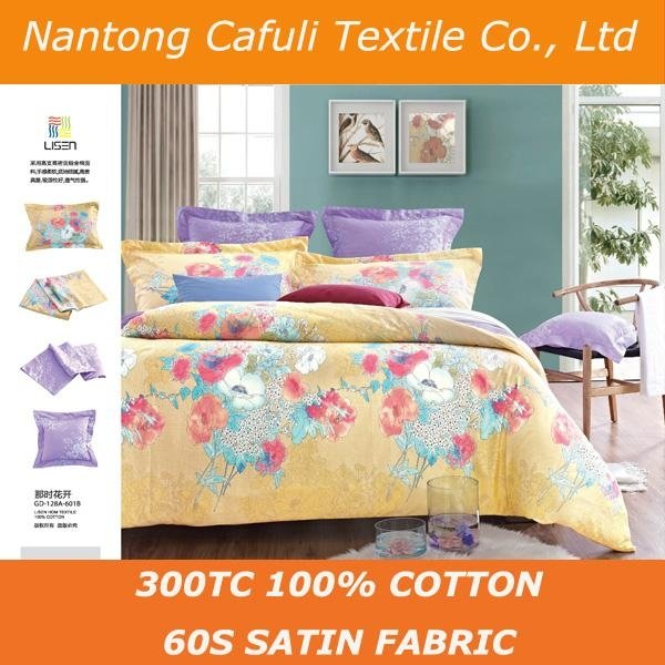 China Manufacturer 100% origin cotton satin reactive printing bed sheet fabric 2