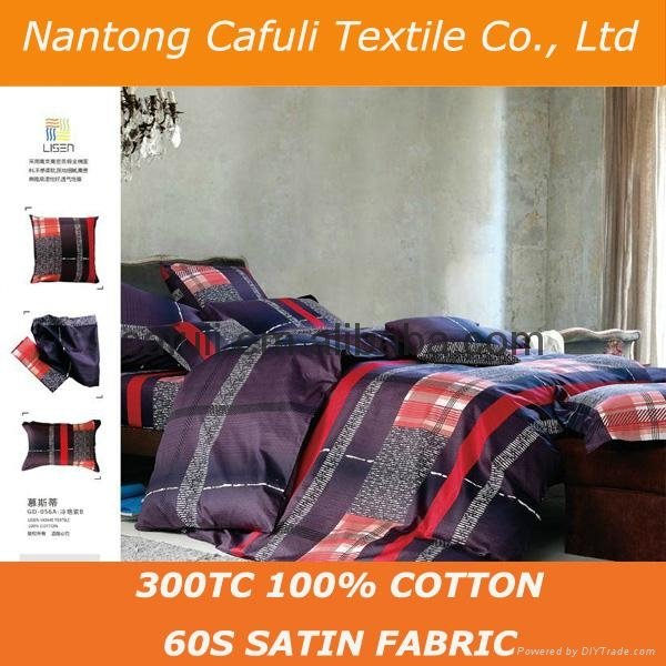 China Manufacturer 100% origin cotton satin reactive printing bed sheet fabric 5