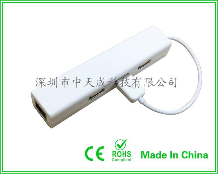 USB  LAN adapter with 3 ports hub with wholesale in 2014 3