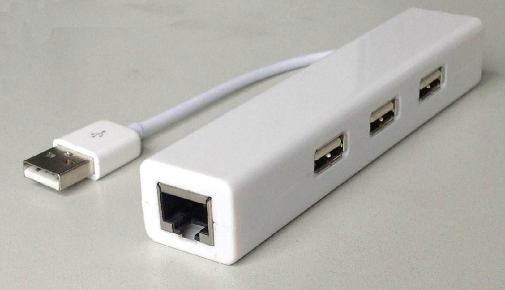USB  LAN adapter with 3 ports hub with wholesale in 2014 4