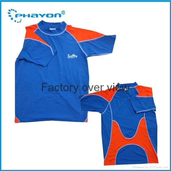 2015 high quality spliced short sleeve  UV swim shirt  2