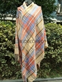 Brushed acylic wool check and strip shawl 4