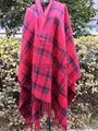 Brushed acylic wool check and strip shawl 2