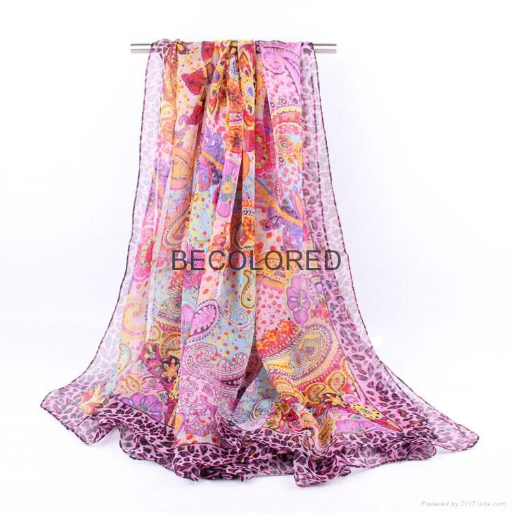 Fashion lady spring summer silk chiffon scarf