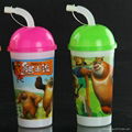 Cartoon plastic cup with printed anaiml