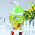 Cartoon plastic cup with printed anaiml milky tea and juice suit cup with lid