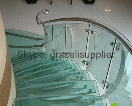 High quality Morden Comercial (interior) floor Stair thermoformed Glass / Glass  2