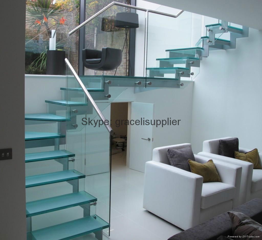 High quality Morden Comercial (interior) floor Stair thermoformed Glass / Glass  5