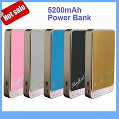 portable vip-tek power bank 5200mah lipo for mobile phone digtal devices