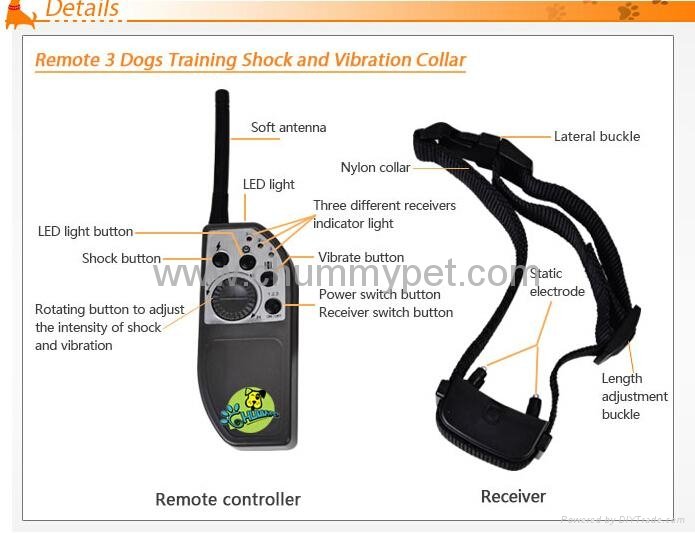 Remote 3 Dog Training Shock and Vibration Collar  3