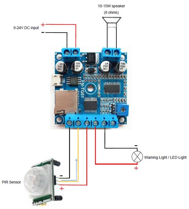 PIR Motion Sensor Activated MP3 Player Module with Load Output